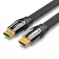 HDMI 2 nælon fléttuð 4K flöt snúra, málm