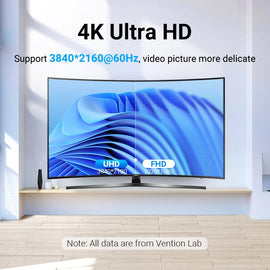 HDMI 2 nælon fléttuð 4K flöt snúra, málm