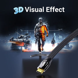 HDMI 2 nælon fléttuð 4K flöt snúra, málm