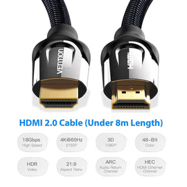 HDMI snúra, fléttað nælon, málm