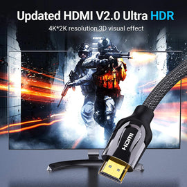 HDMI snúra, fléttað nælon, málm